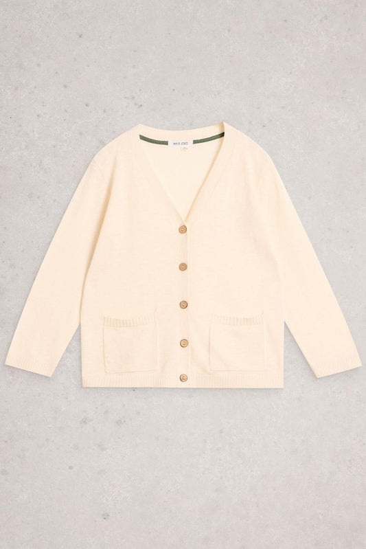 Young Ideas/Henmores - Nova Linen Blend Cardi - Nat White - 8