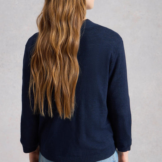 Young Ideas/Henmores - Nova Linen Blend Cardi - Dark Navy - 8