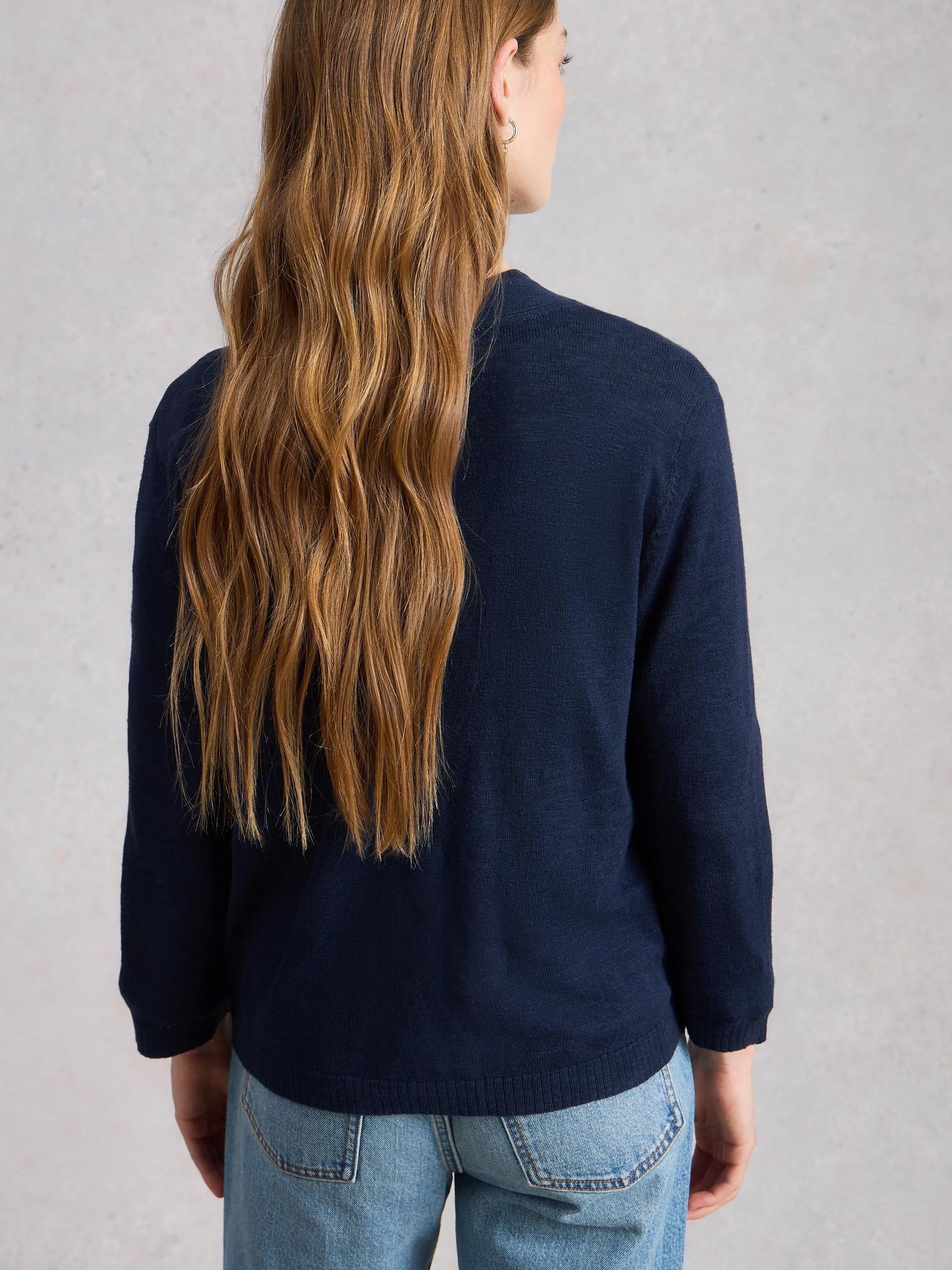 Young Ideas/Henmores - Nova Linen Blend Cardi - Dark Navy - 8