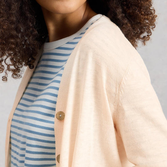 Young Ideas/Henmores - Nova Linen Blend Cardi - Nat White - 8