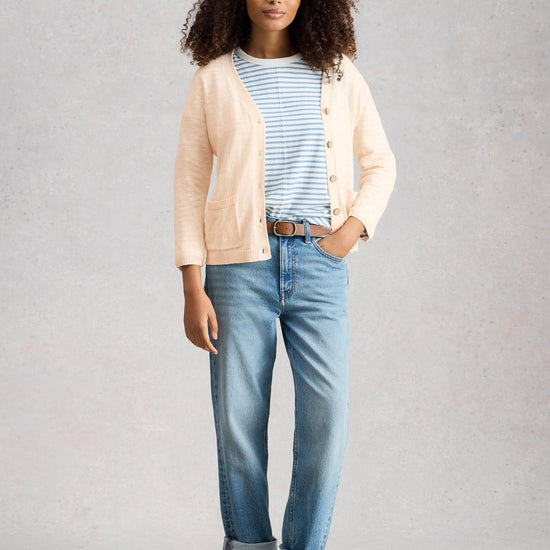 Young Ideas/Henmores - Nova Linen Blend Cardi - Nat White - 8