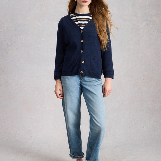 Young Ideas/Henmores - Nova Linen Blend Cardi - Dark Navy - 8