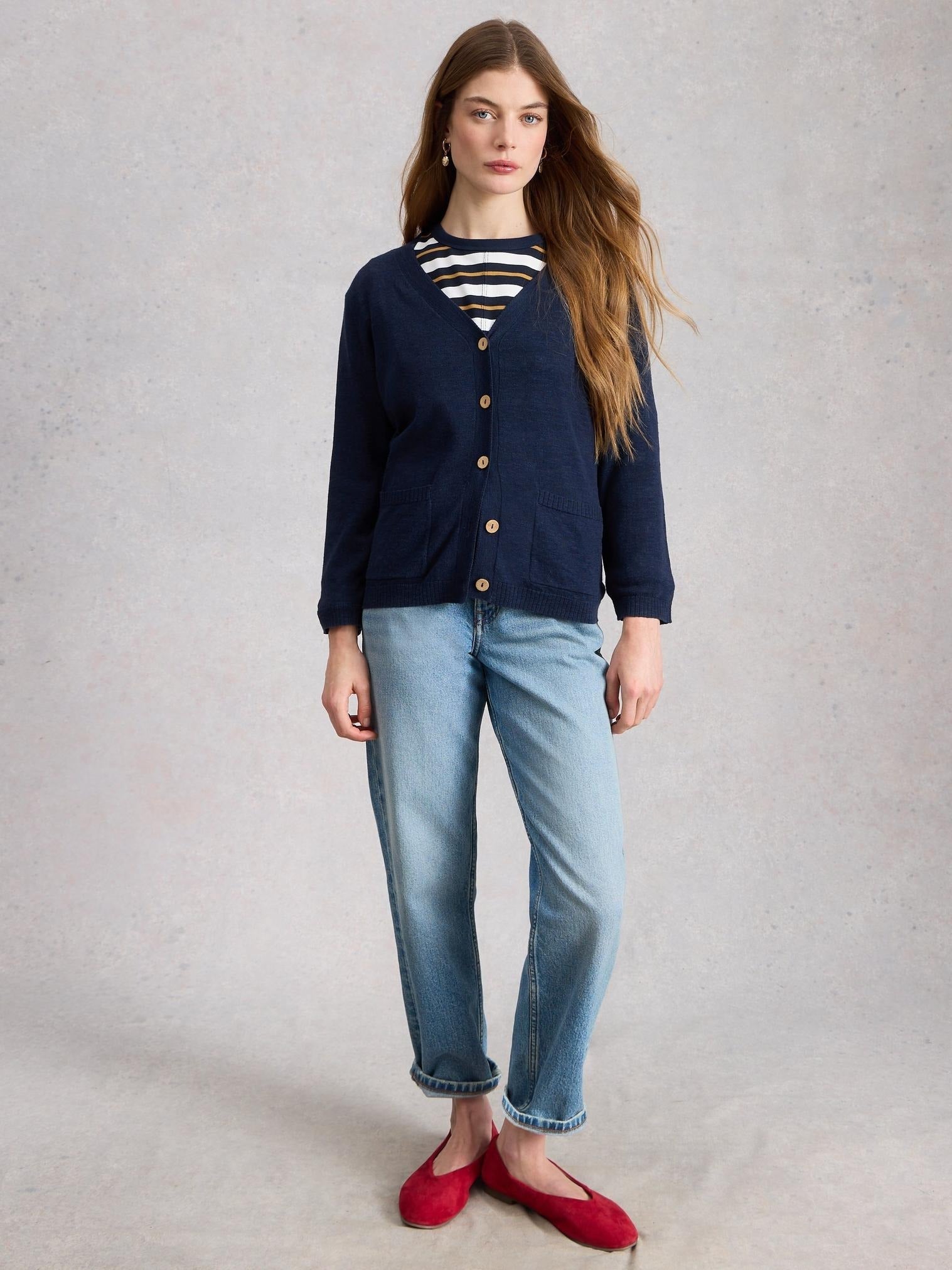 Young Ideas/Henmores - Nova Linen Blend Cardi - Dark Navy - 8