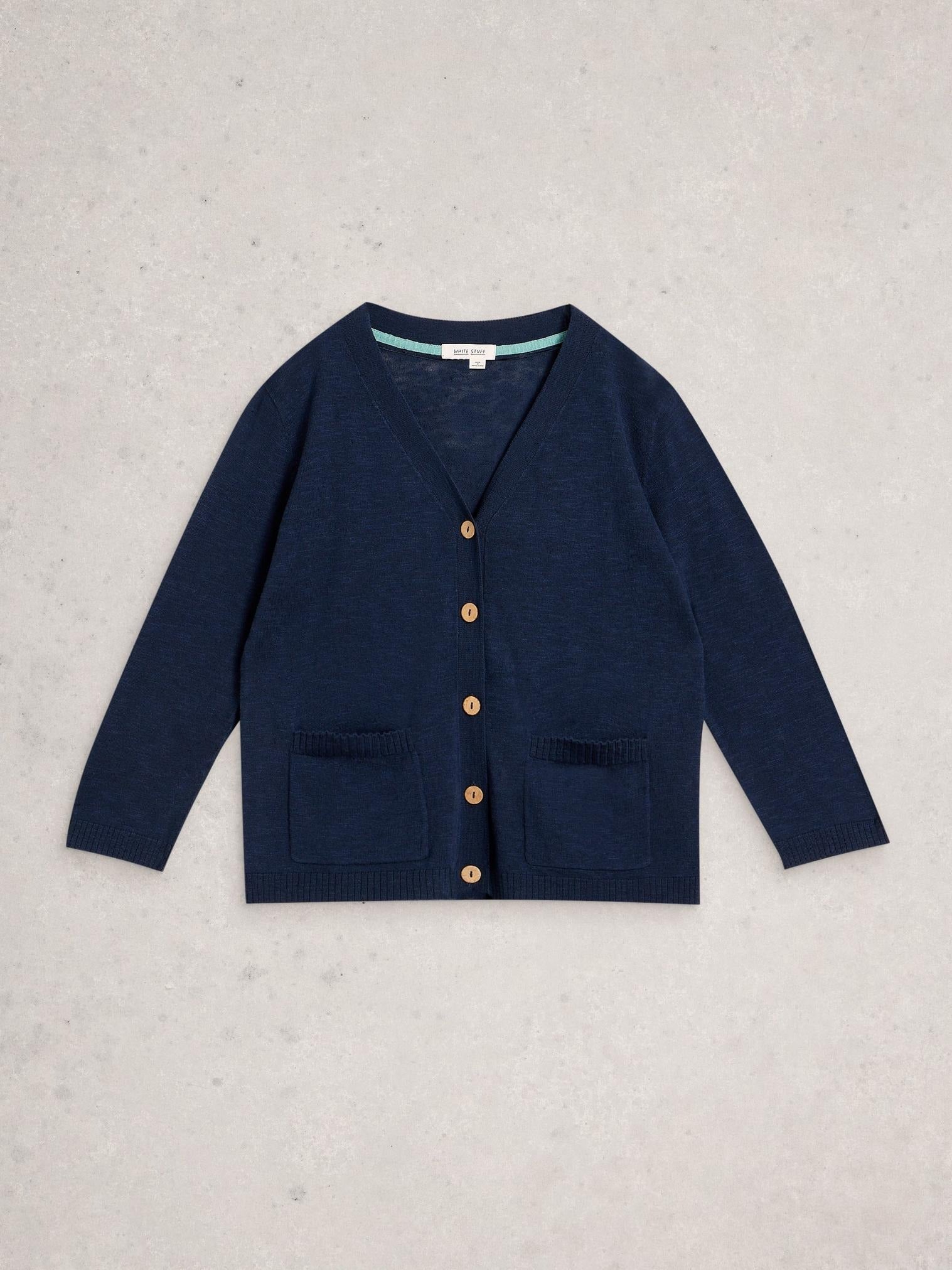 Young Ideas/Henmores - Nova Linen Blend Cardi - Dark Navy - 8
