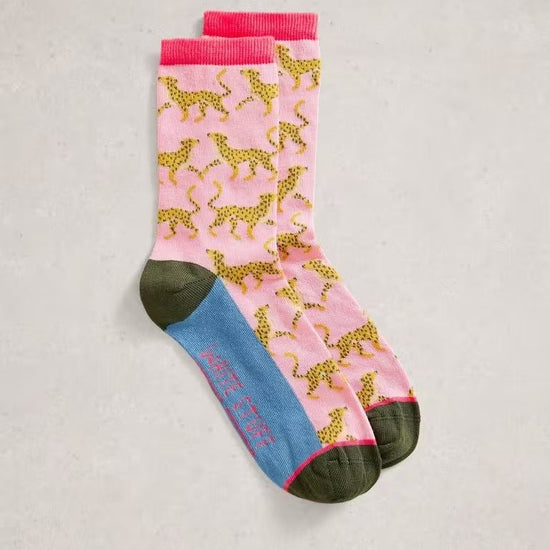 Young Ideas & Henmores - Novelty Cheetah Ankle Socks - Mid Pink - 46145