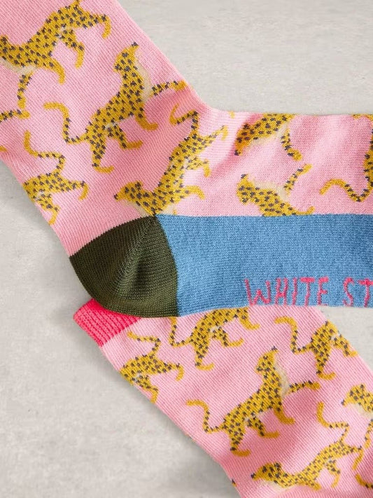 Young Ideas & Henmores - Novelty Cheetah Ankle Socks - Mid Pink - 46145