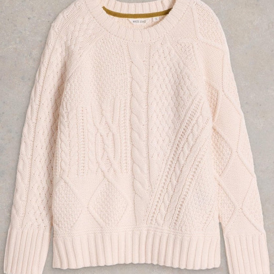 Young Ideas/Henmores - Patchwork Cable Jumper - Light Natural - 10