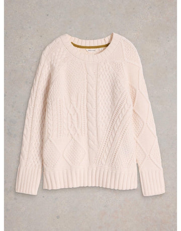 Young Ideas/Henmores - Patchwork Cable Jumper - Light Natural - 10