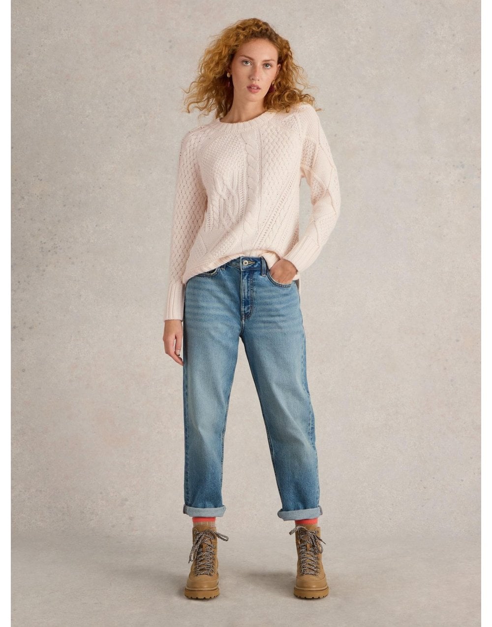 Young Ideas/Henmores - Patchwork Cable Jumper - Light Natural - 10