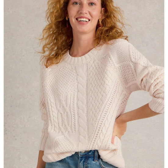 Young Ideas/Henmores - Patchwork Cable Jumper - Light Natural - 10
