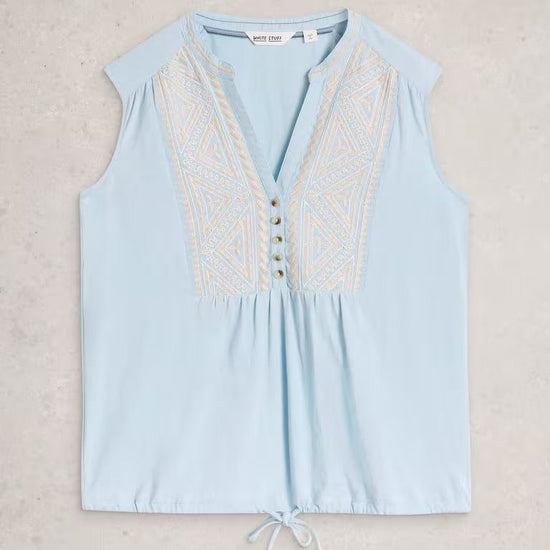 Young Ideas & Henmores - Peony Sleeveless Top - Mid Blue - 8