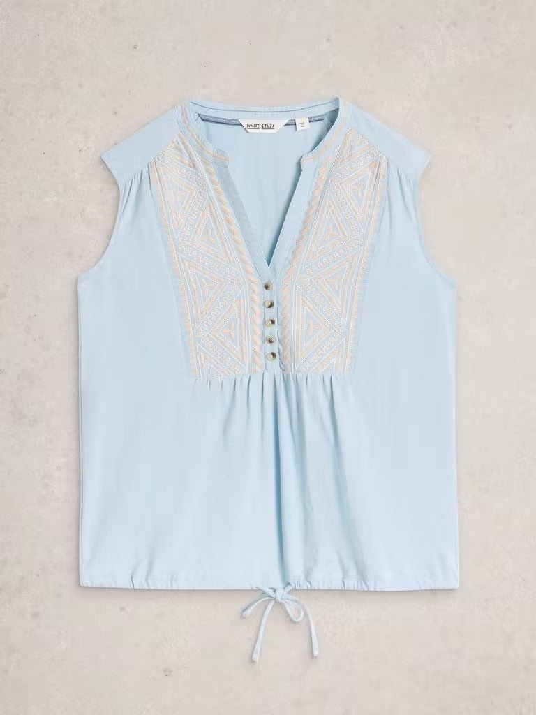 Young Ideas & Henmores - Peony Sleeveless Top - Mid Blue - 8