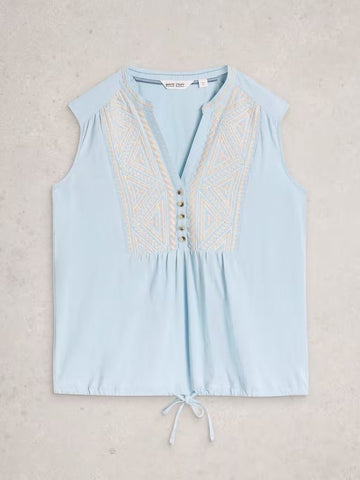 Young Ideas & Henmores - Peony Sleeveless Top - Mid Blue - 8