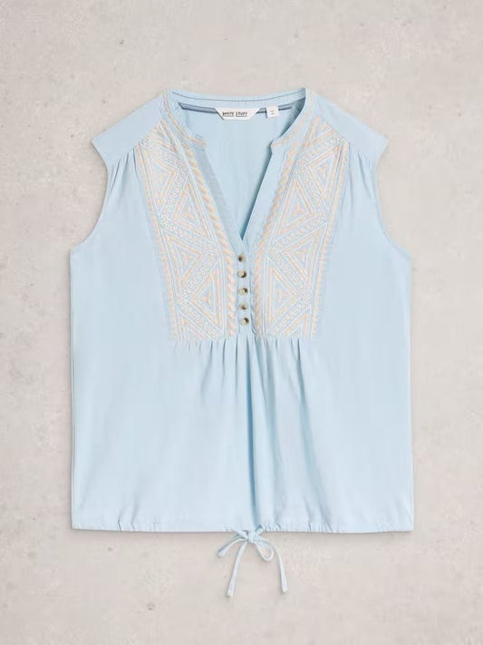 Young Ideas & Henmores - Peony Sleeveless Top - Mid Blue - 8
