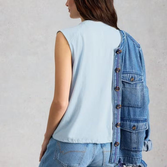 Young Ideas & Henmores - Peony Sleeveless Top - Mid Blue - 8