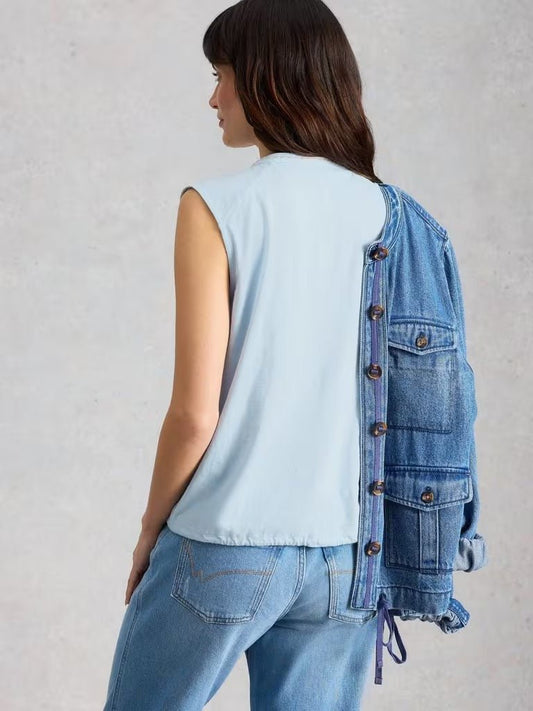 Young Ideas & Henmores - Peony Sleeveless Top - Mid Blue - 8