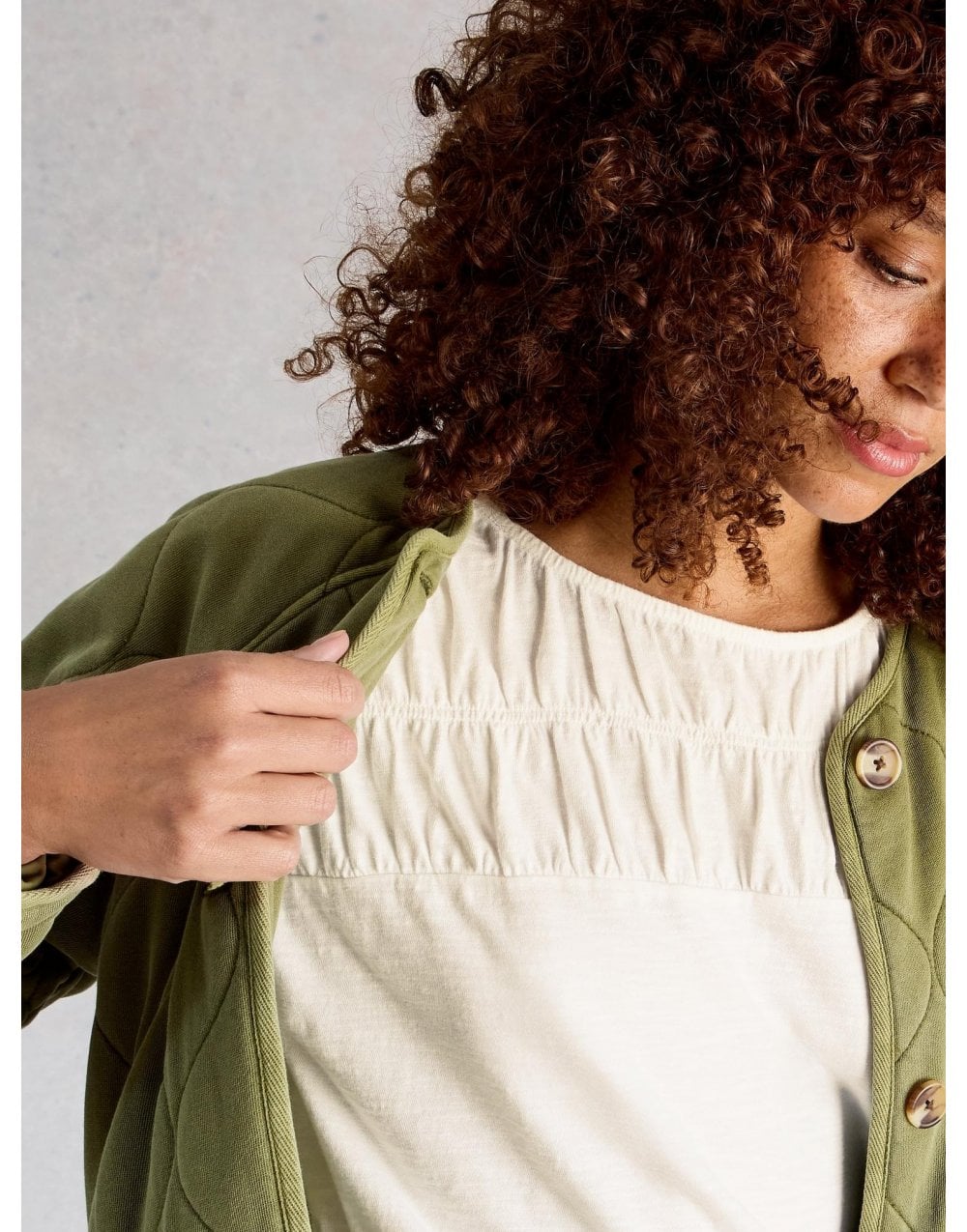 Young Ideas/Henmores - Rachel Ruched Tee - Nat White - 8