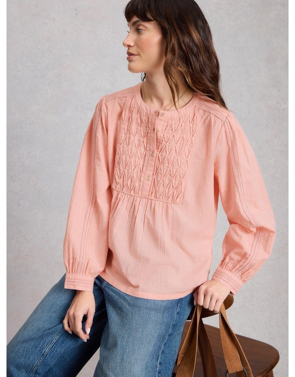 Young Ideas/Henmores - Rachel Smock Top - Mid Pink - 8