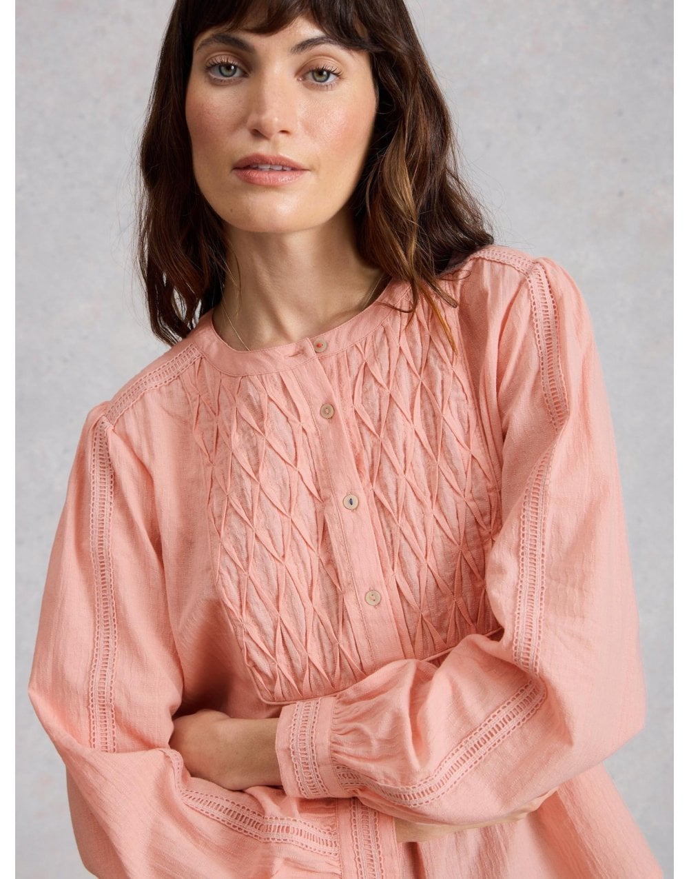Young Ideas/Henmores - Rachel Smock Top - Mid Pink - 8