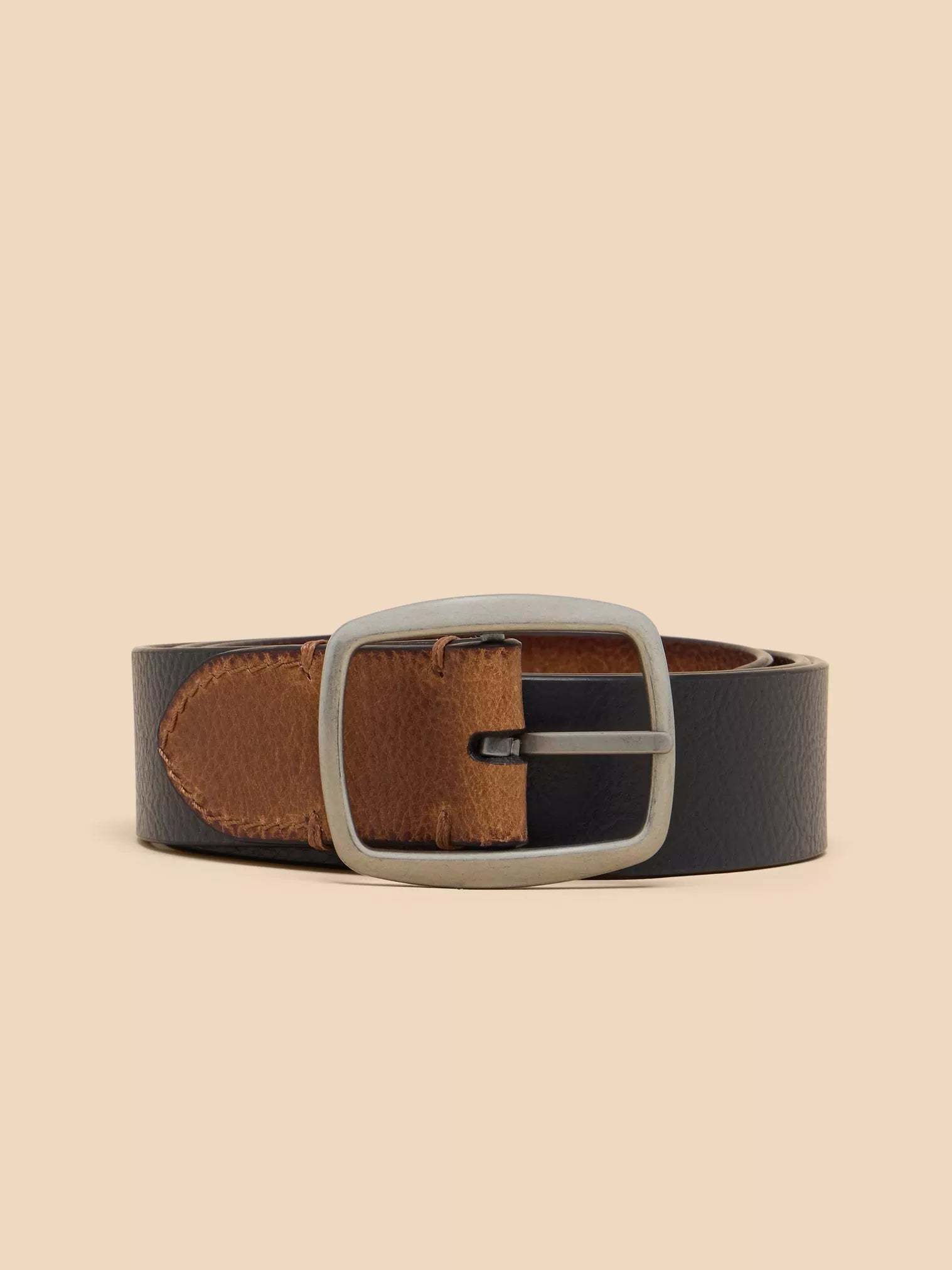 Young Ideas & Henmores -Reversible Leather Belt -Navy Multi -M/L