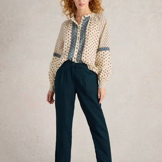 Young Ideas & Henmores - Rowena Linen Trouser - Dark Navy - 8