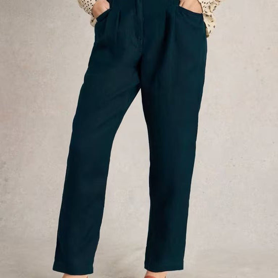 Young Ideas & Henmores - Rowena Linen Trouser - Dark Navy - 8