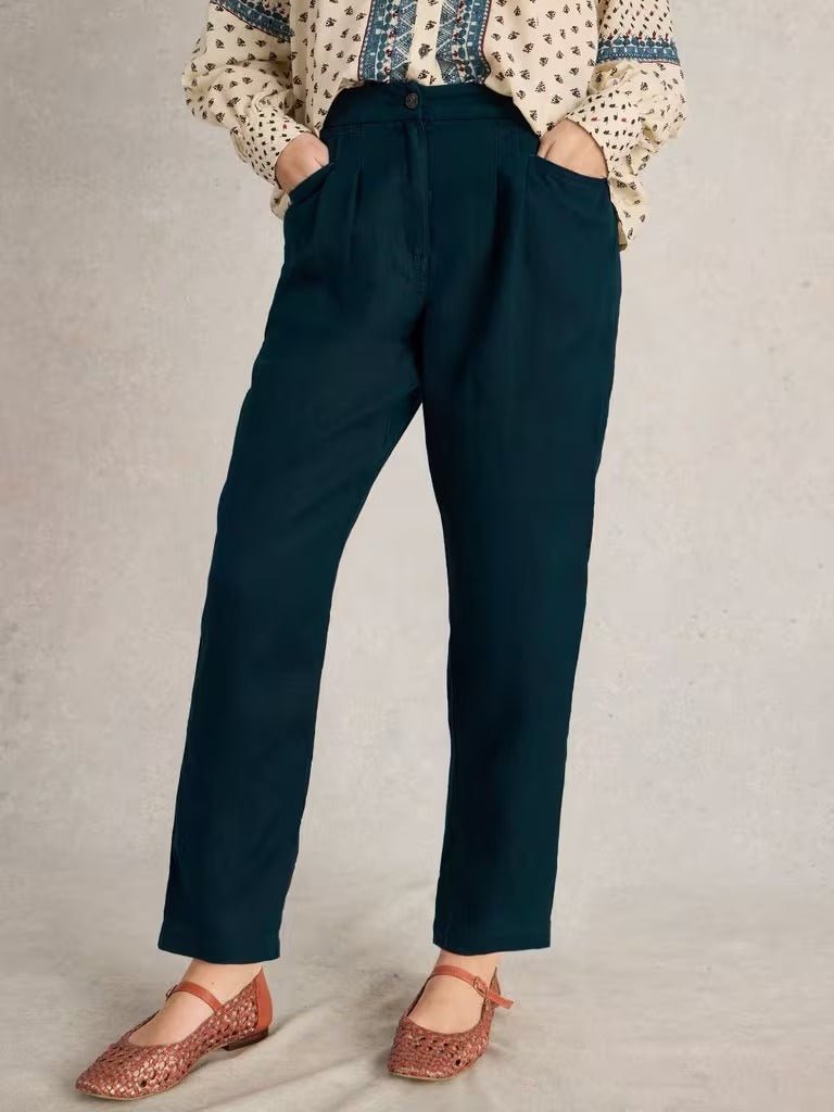 Young Ideas & Henmores - Rowena Linen Trouser - Dark Navy - 8