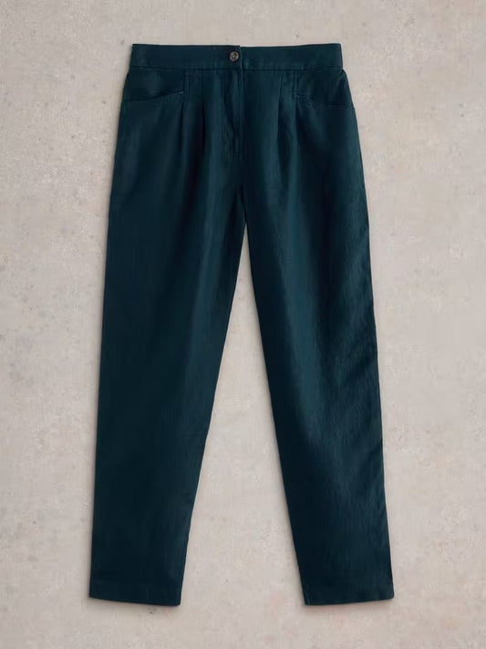 Young Ideas & Henmores - Rowena Linen Trouser - Dark Navy - 8