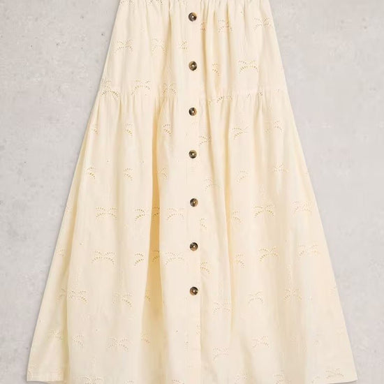 Young Ideas & Henmores - Ruben Broderie Midi Skirt - Natural White - 8