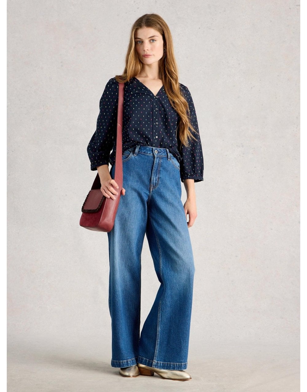 Young Ideas/Henmores - Ruby Cotton Organic Top - Navy Multi - 8