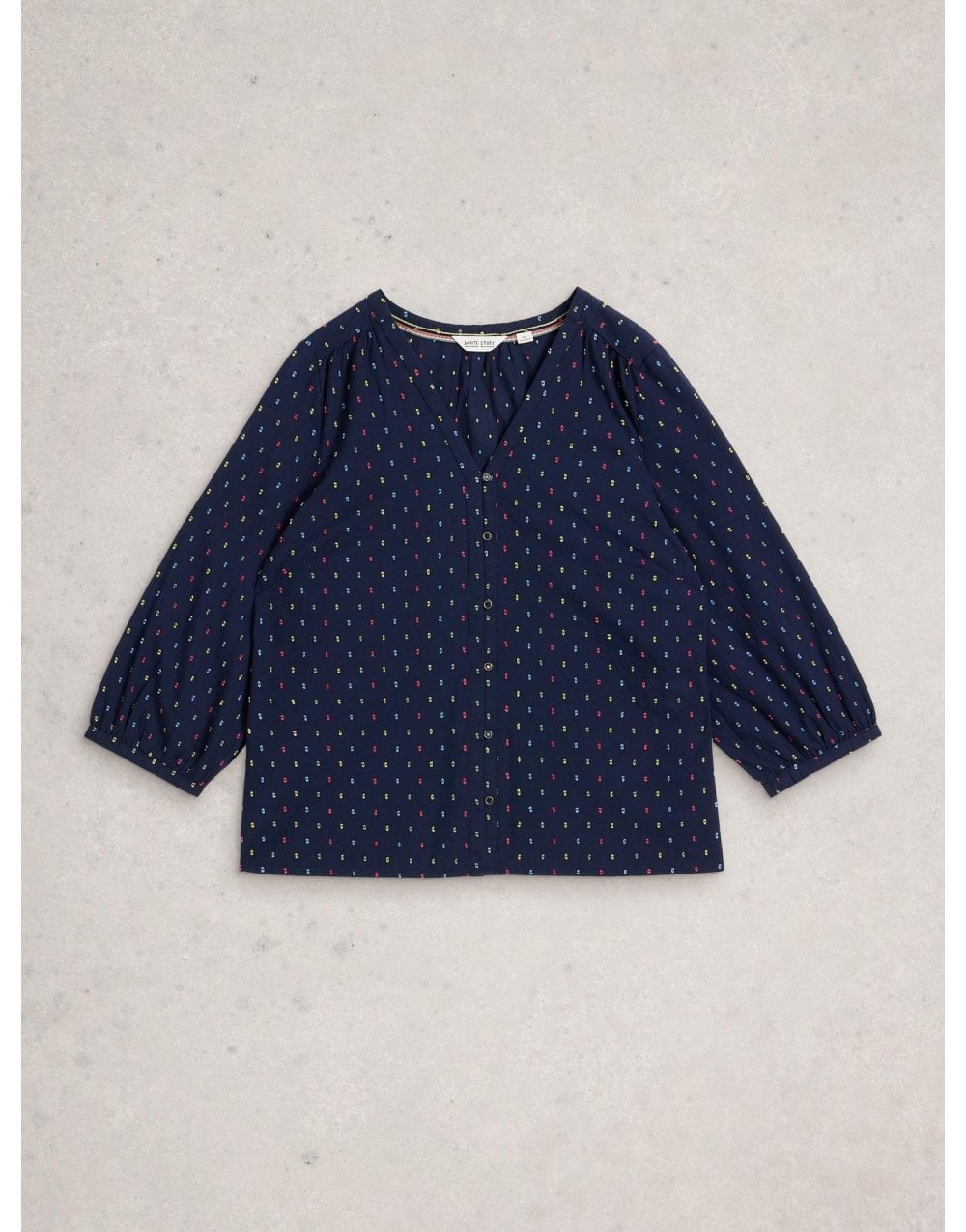 Young Ideas/Henmores - Ruby Cotton Organic Top - Navy Multi - 8