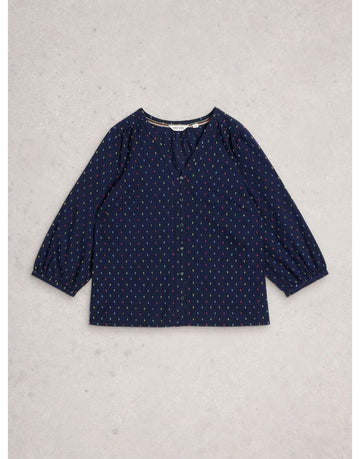 Young Ideas/Henmores - Ruby Cotton Organic Top - Navy Multi - 8