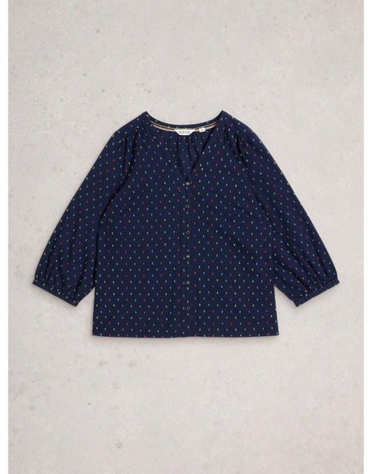 Young Ideas/Henmores - Ruby Cotton Organic Top - Navy Multi - 8