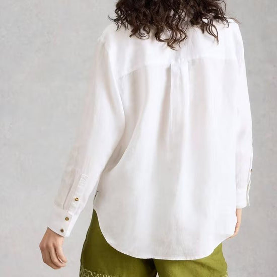 Young Ideas/Henmores - Sadie Linen Boyfriend Shirt - White - 8