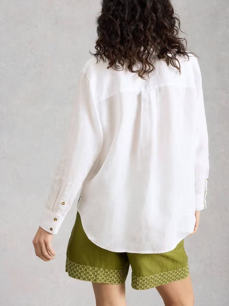 Young Ideas/Henmores - Sadie Linen Boyfriend Shirt - White - 8
