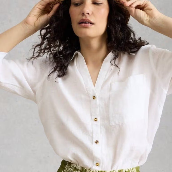 Young Ideas/Henmores - Sadie Linen Boyfriend Shirt - White - 8