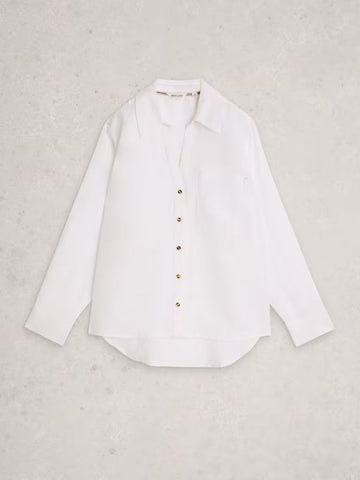Young Ideas/Henmores - Sadie Linen Boyfriend Shirt - White - 8