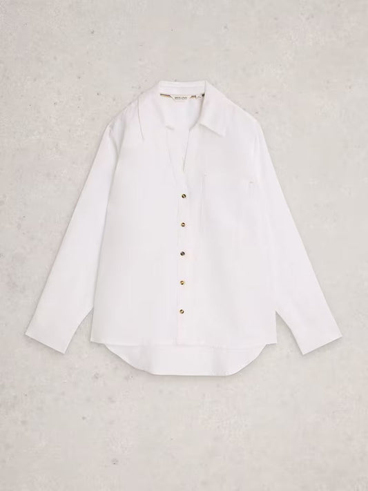Young Ideas/Henmores - Sadie Linen Boyfriend Shirt - White - 8