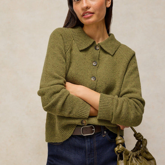 Young Ideas & Henmores -Shepherd Collar Cardi -Mid Chartreuse -8