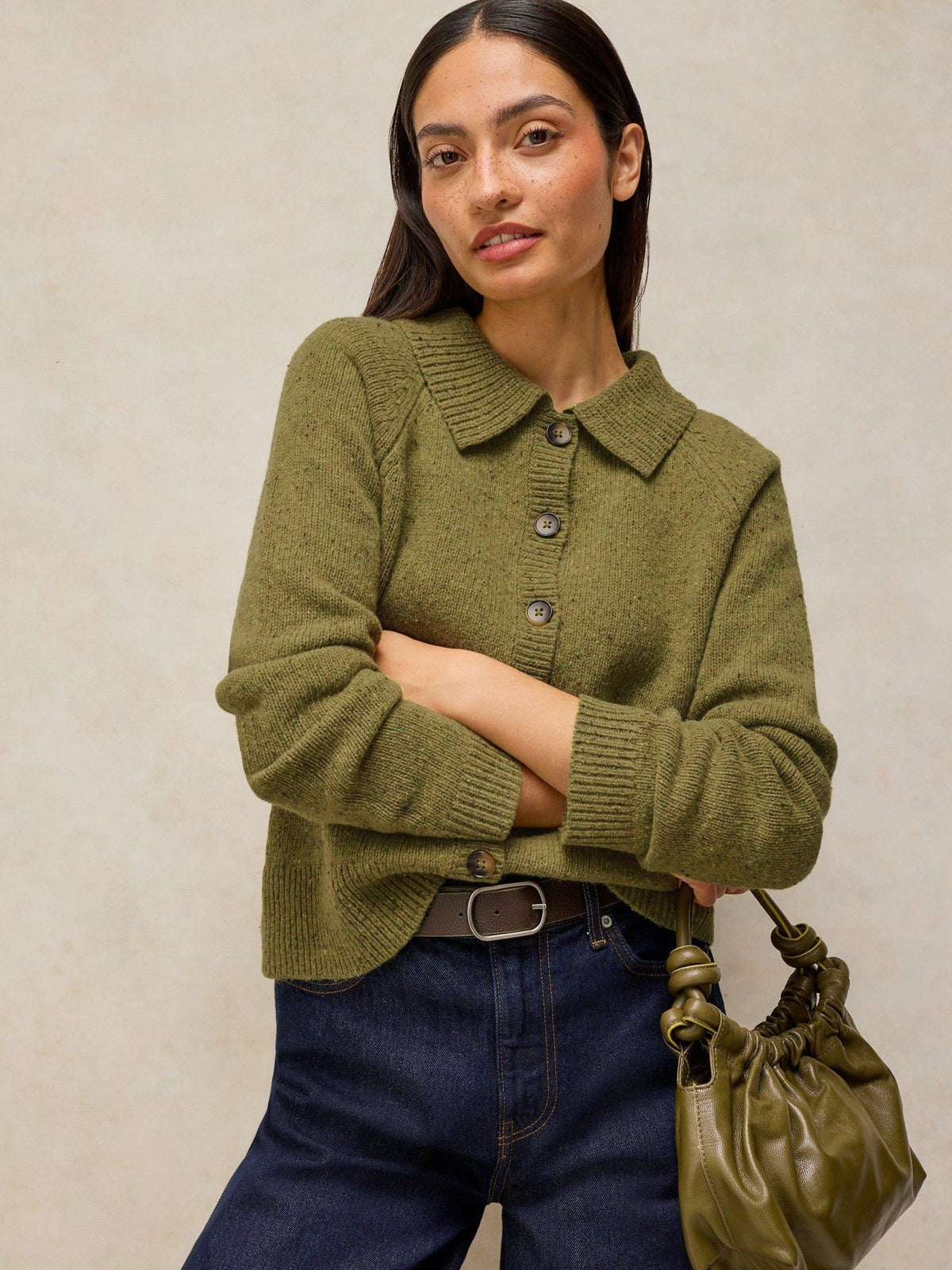 Young Ideas & Henmores -Shepherd Collar Cardi -Mid Chartreuse -8