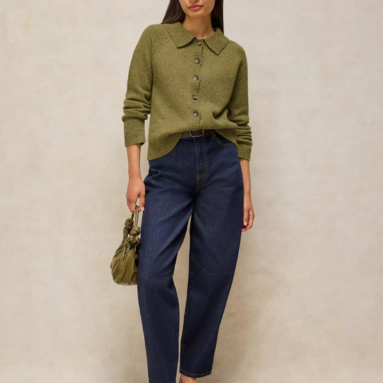 Young Ideas & Henmores -Shepherd Collar Cardi -Mid Chartreuse -8