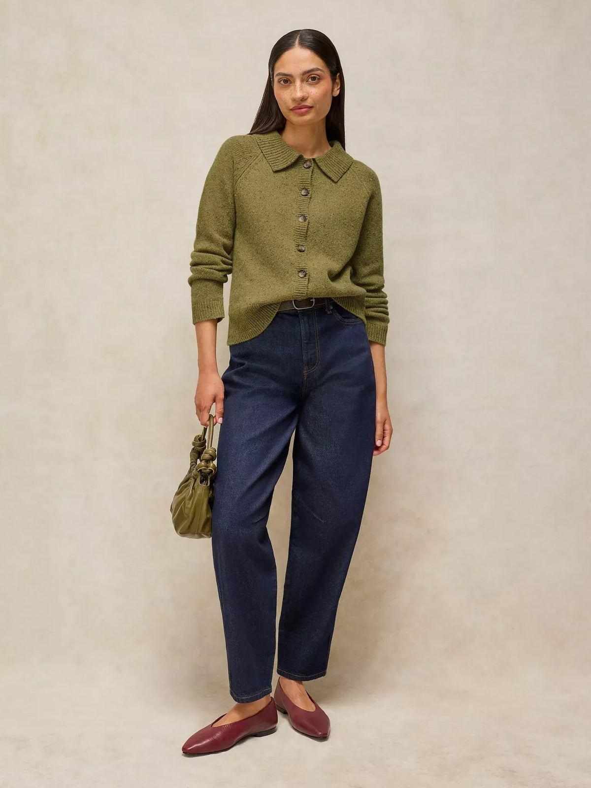 Young Ideas & Henmores -Shepherd Collar Cardi -Mid Chartreuse -8
