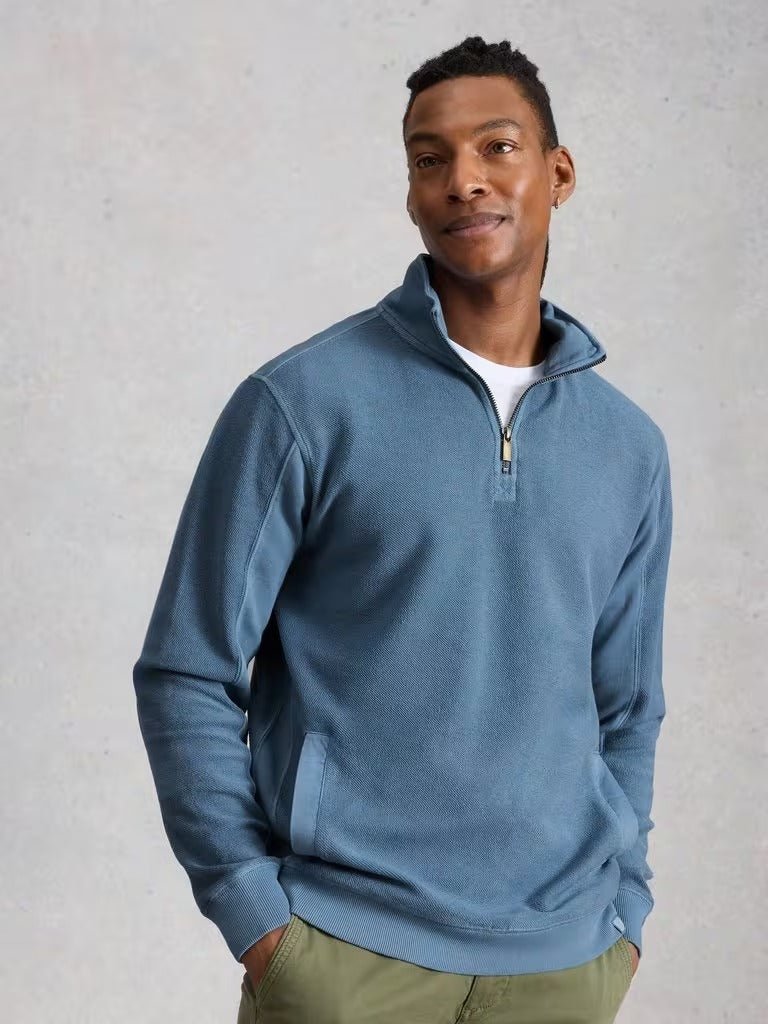 Young Ideas/Henmores - Sidmouth Half Zip Sweat - Light Blue - M