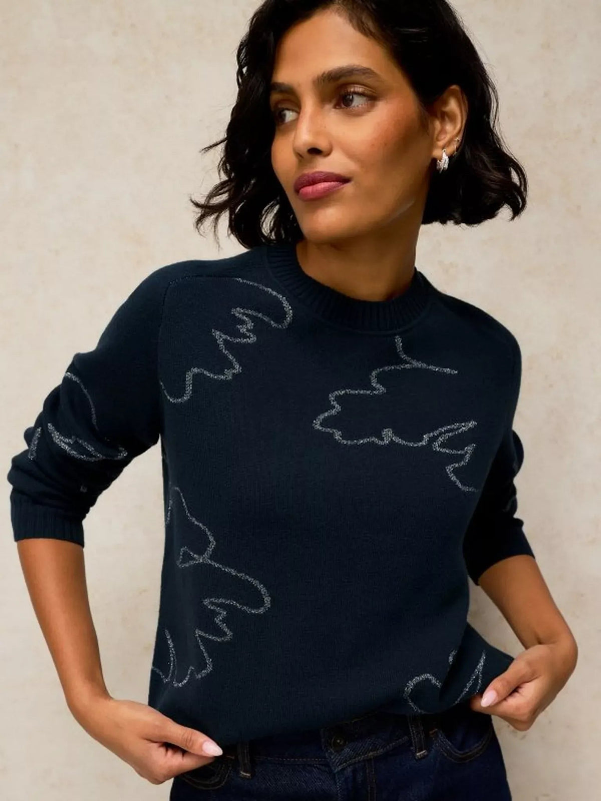 Young Ideas & Henmores -Sienna Sparkle Jumper -Navy Multi -10