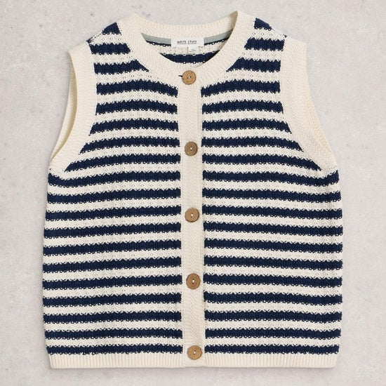 Young Ideas/Henmores - Sienna Striped Button Sleeveless Top - Navy Multi - S