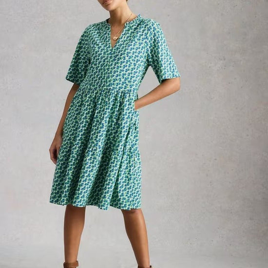 Young Ideas & Henmores - Sophia Jersey Dress - Green Multi - 8