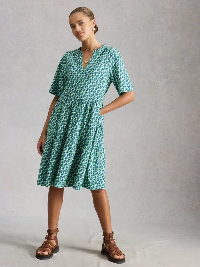 Young Ideas & Henmores - Sophia Jersey Dress - Green Multi - 8