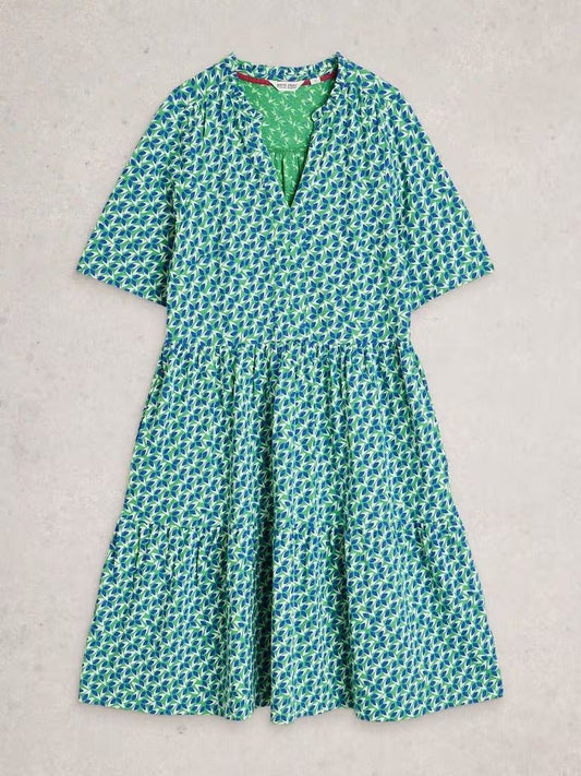 Young Ideas & Henmores - Sophia Jersey Dress - Green Multi - 8
