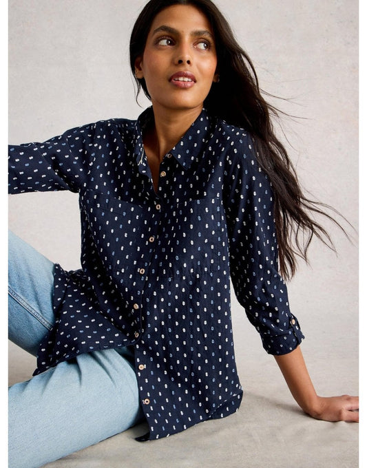 Young Ideas/Henmores - Sophie Cord Shirt - Navy Multi - 8