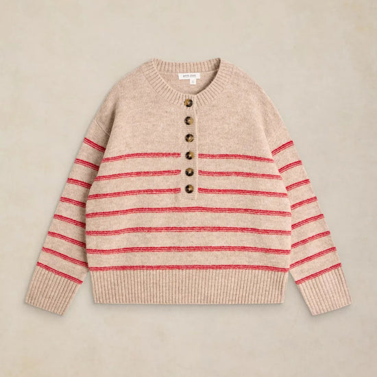 Young Ideas & Henmores -Stripe Henley Jumper -Natural Multi -8